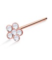 Flower Gem Shaped Silver Straight Nose Stud NSKA-11s